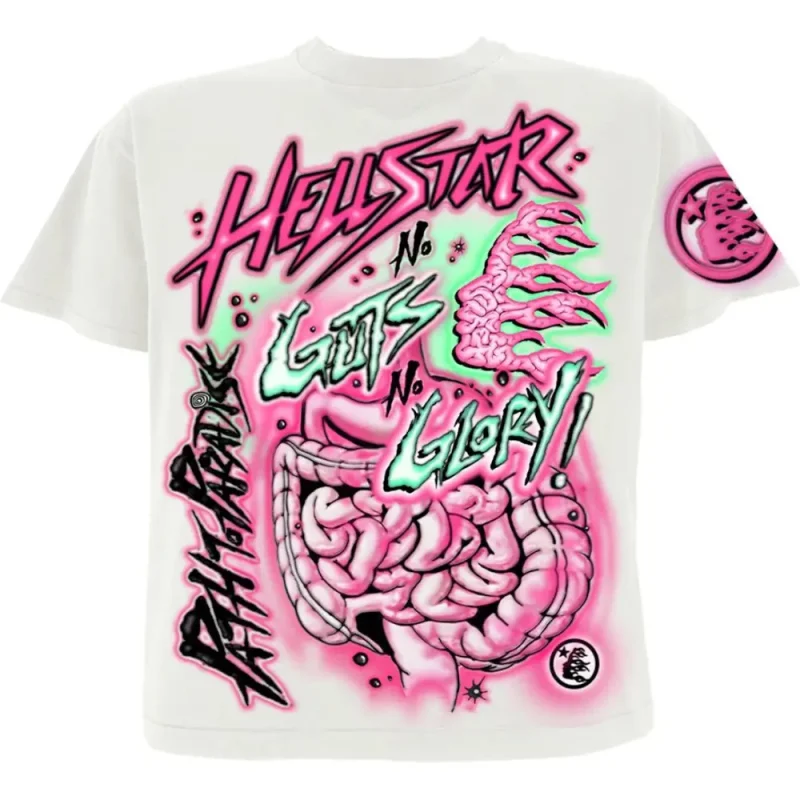 This picture shows Hellstar No Guts No Glory T-Shirt White from the front side