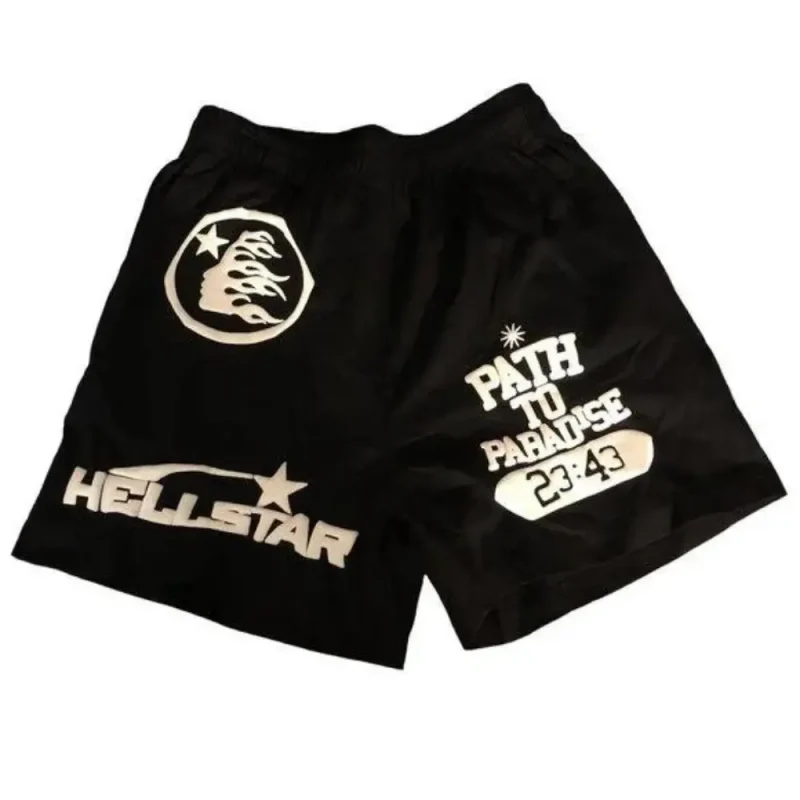 Pictures shows Hellstar Path to Paradise Shorts Black from the front side