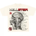 This picture shows Hellstar Studios Cranium Short Sleeve Tee Shirt Cream from the front side