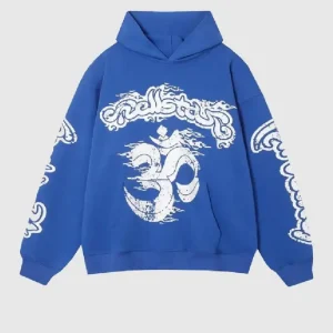 This picture 1 shows Hellstar Studios Records Yoga Hoodie Blue from the front side