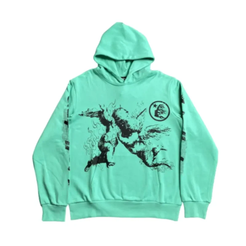 Picture 1 shows Hellstar Path To Paradise Hoodie (Green) from the front side