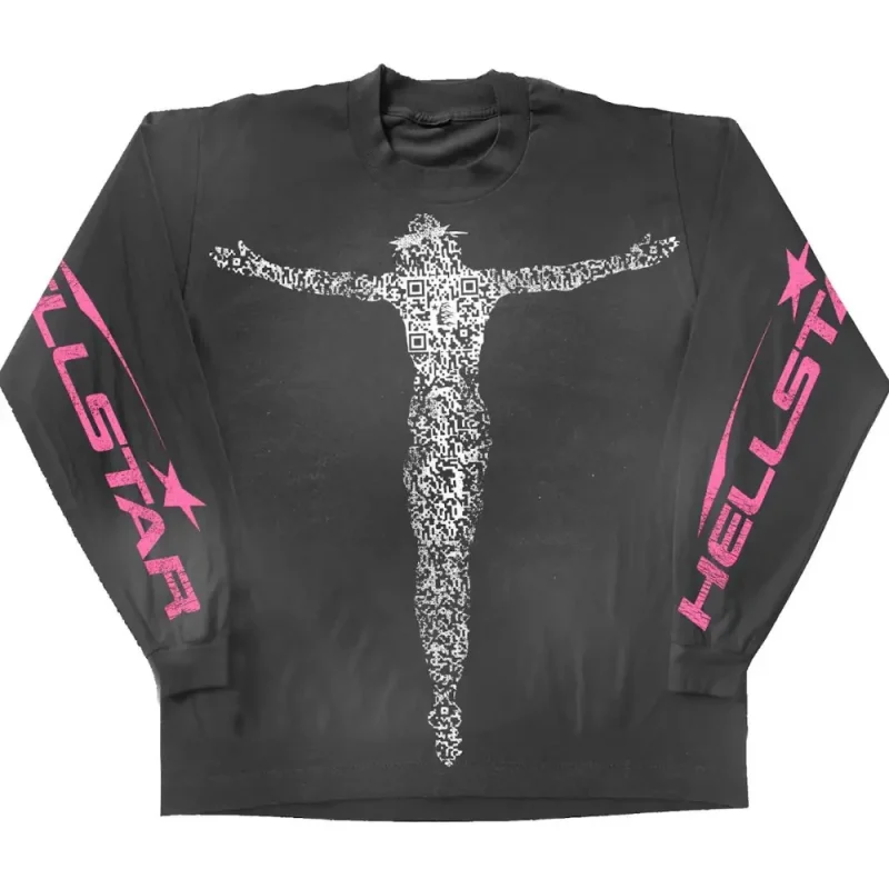 This picture 1 shows Hellstar Qr Christ L/S Tee Black from the front side