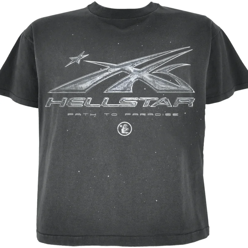 This photo shows Hellstar Chrome Logo T-Shirt Black from the front side