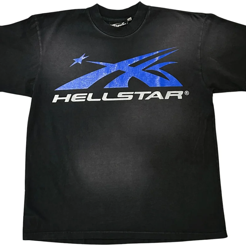 This picture shows Hellstar Gel Sport Logo (Black/Blue) T-shirt from the front side