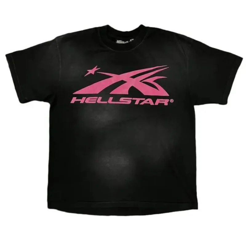 This picture shows Hellstar Gel Sport Logo T-Shirt Black/Pink from the front side