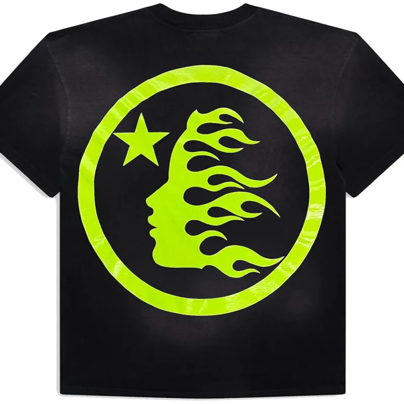 This picture shows Hellstar Sports Core Logo Gel T-shirt Light Green from the back side