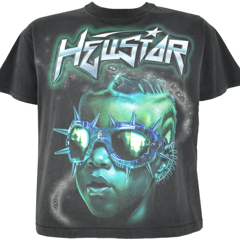 This picture shows Hellstar The Future T-Shirt Black/Blue form the front side